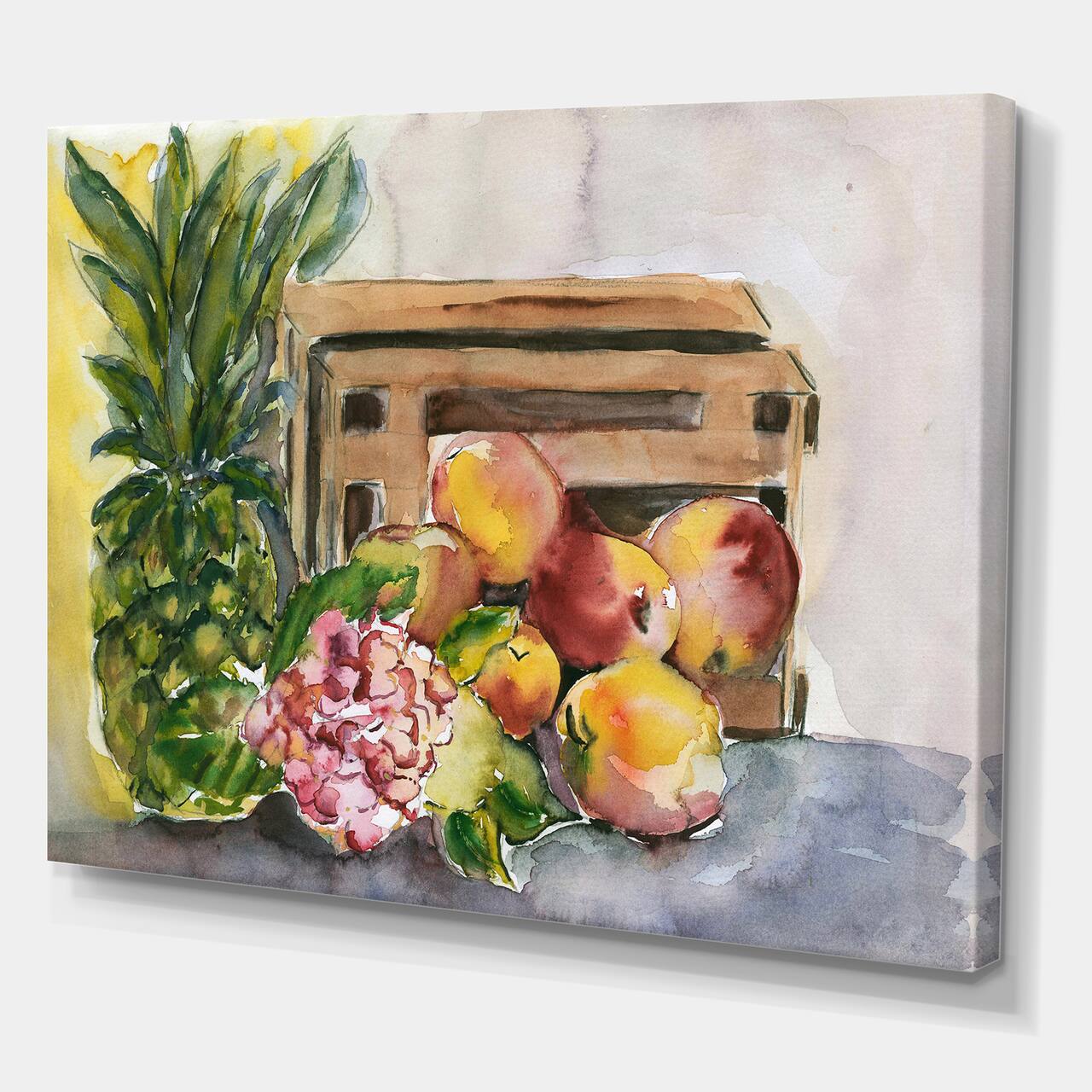 Designart - Vintage Fruits V - Farmhouse Canvas Wall Art Print